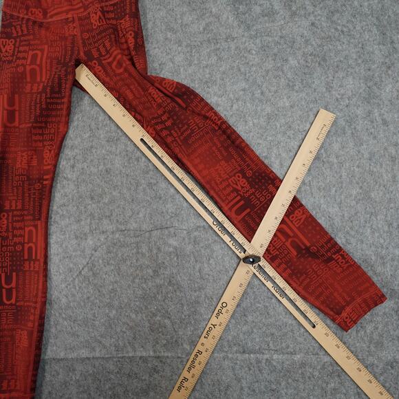 Lululemon Leggings Womens 2 Wunder Train Contour Fit High Rise Logo Red 25" - Picture 4 of 9